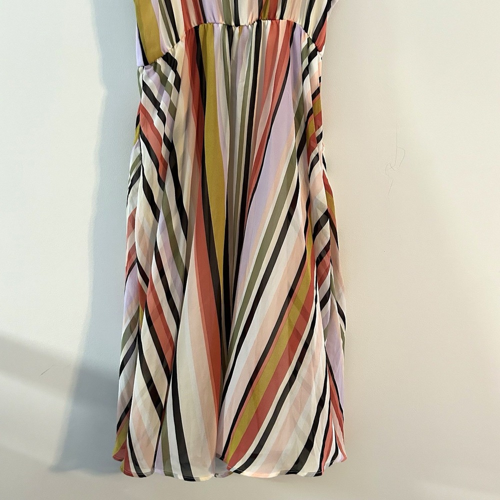 Torrid Multicolor Stripe Chiffon Midi Dress Pockets Sz M/L 00 NWT - Picture 11 of 14